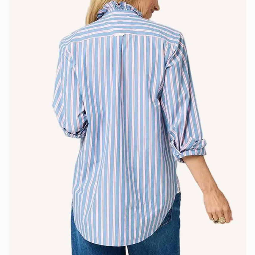Kerri Rosenthal Mia Ruffle Stripe Shirt Tunic Top