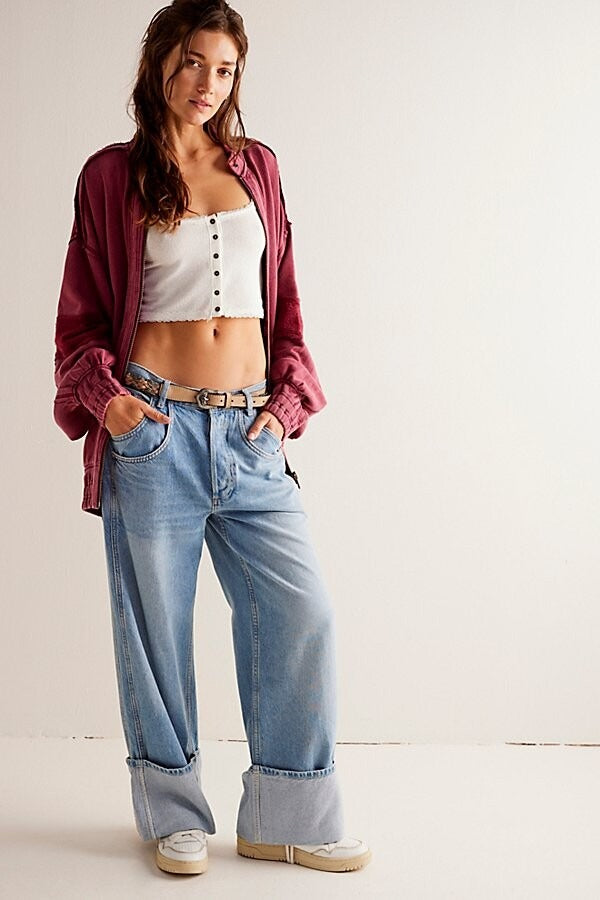 Free People Lou Moto Zip Jacket Top