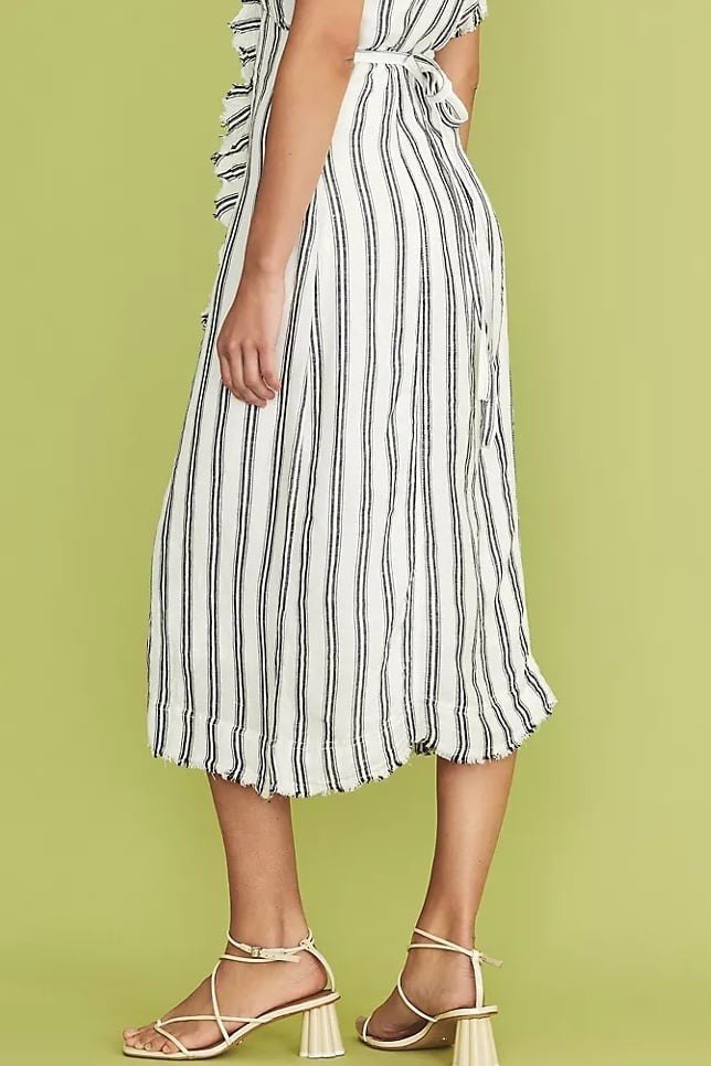 Anthropologie Pilcro Striped Ruffle-Collar Buttondown Midi Dress