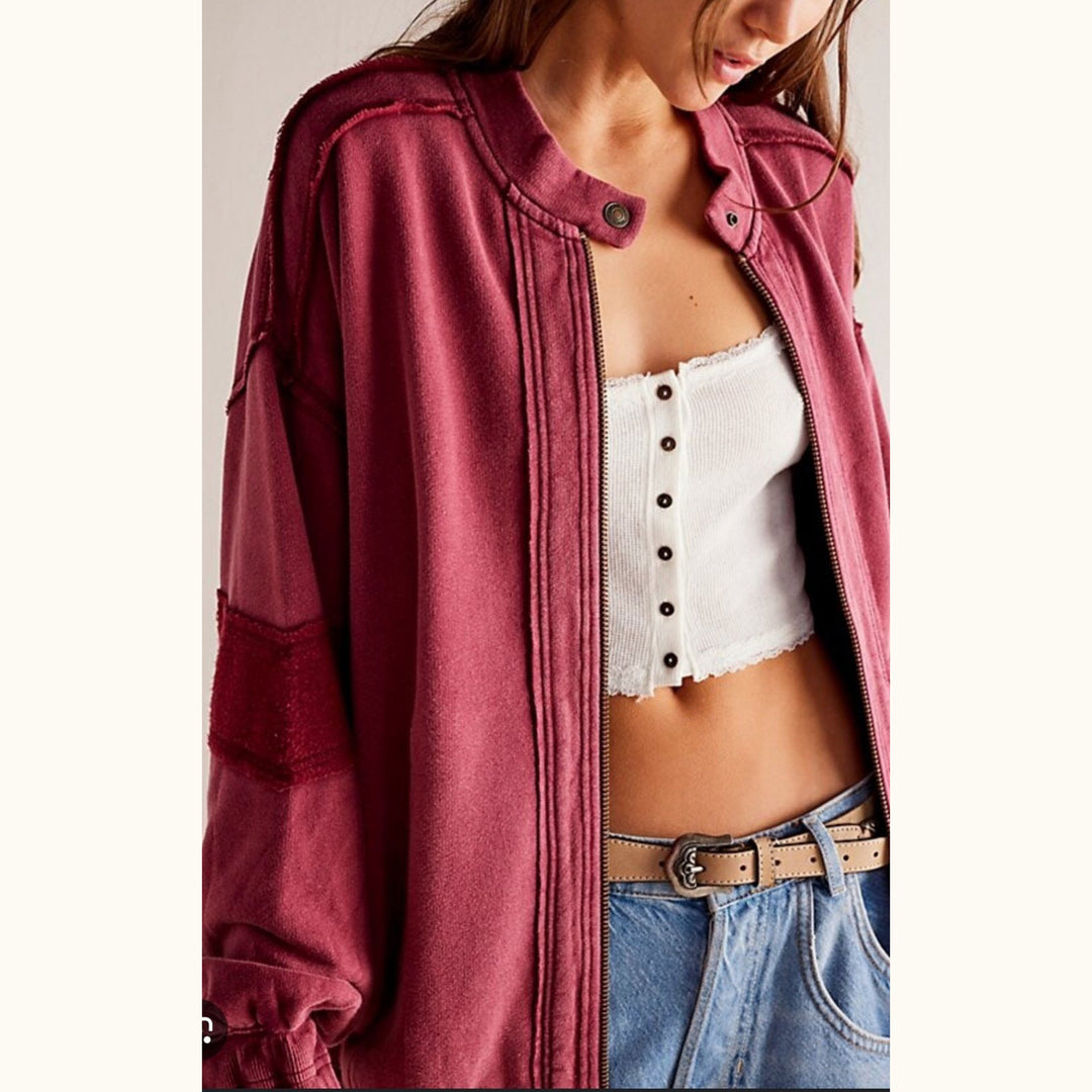 Free People Lou Moto Zip Jacket Top