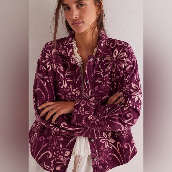 Free People We The Free Calico Flannel Shirt Printed Wild New