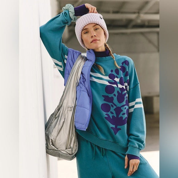 Free People FP Movement All Star Buti Logo Pullover Sweatshirt Top