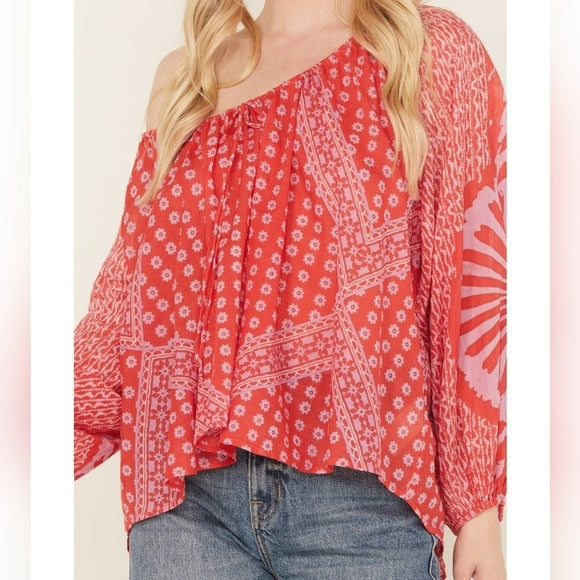 Free People Elena Printed Blouse Top