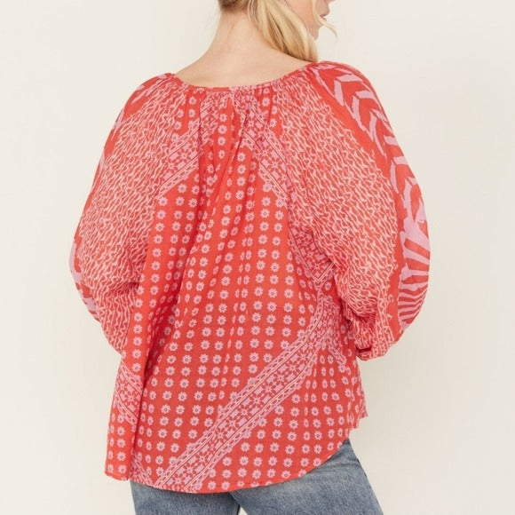 Free People Elena Printed Blouse Top