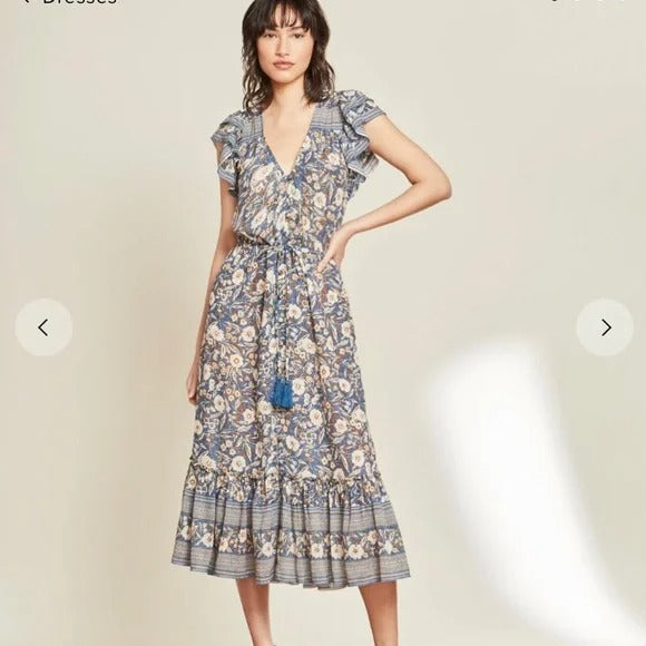 VERONICA BEARD Tinzia Floral Print Seersucker Midi Dress