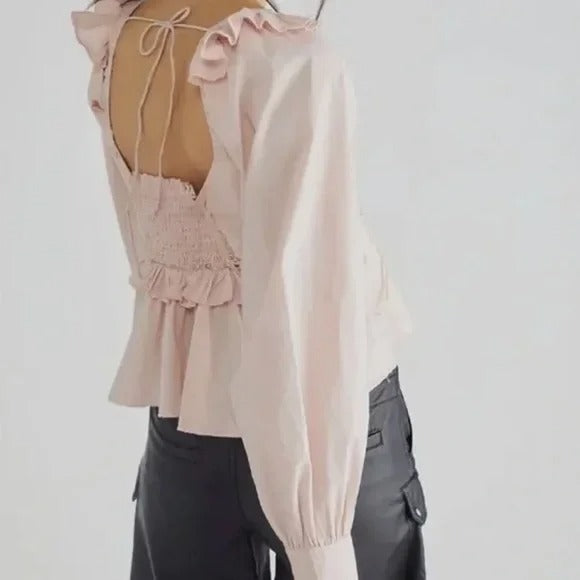 Free People Cathleen Copped Blouse Top