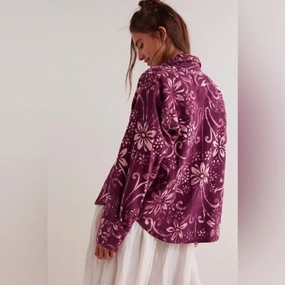 Free People We The Free Calico Flannel Shirt Printed Wild New
