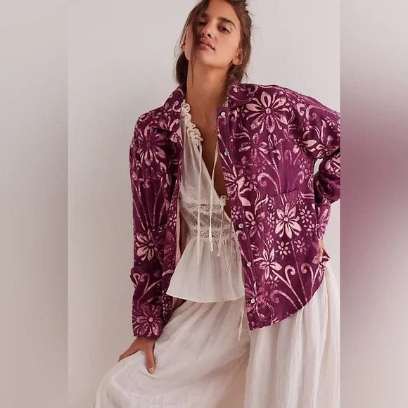 Free People We The Free Calico Flannel Shirt Printed Wild New