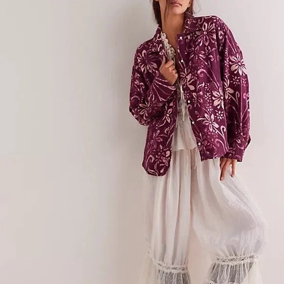 Free People We The Free Calico Flannel Shirt Printed Wild New