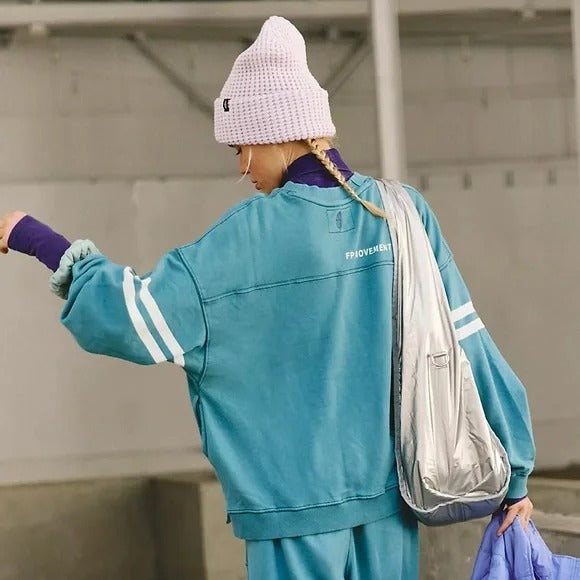 Free People FP Movement All Star Buti Logo Pullover Sweatshirt Top