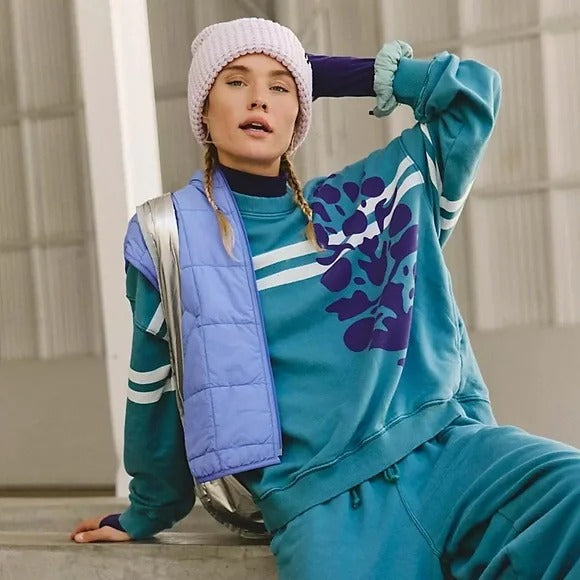 Free People FP Movement All Star Buti Logo Pullover Sweatshirt Top