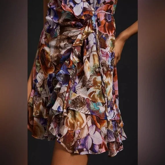 Anthropologie Ruffled Mini Wrap Dress