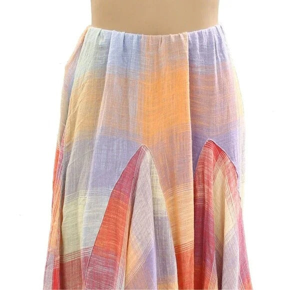 Free People Madras That Linen Maxi Skirt
