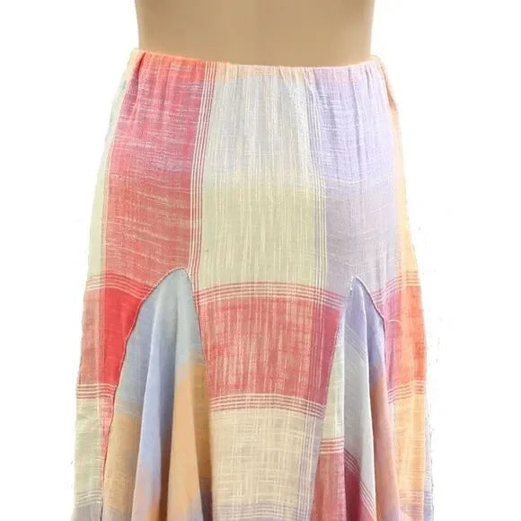 Free People Madras That Linen Maxi Skirt