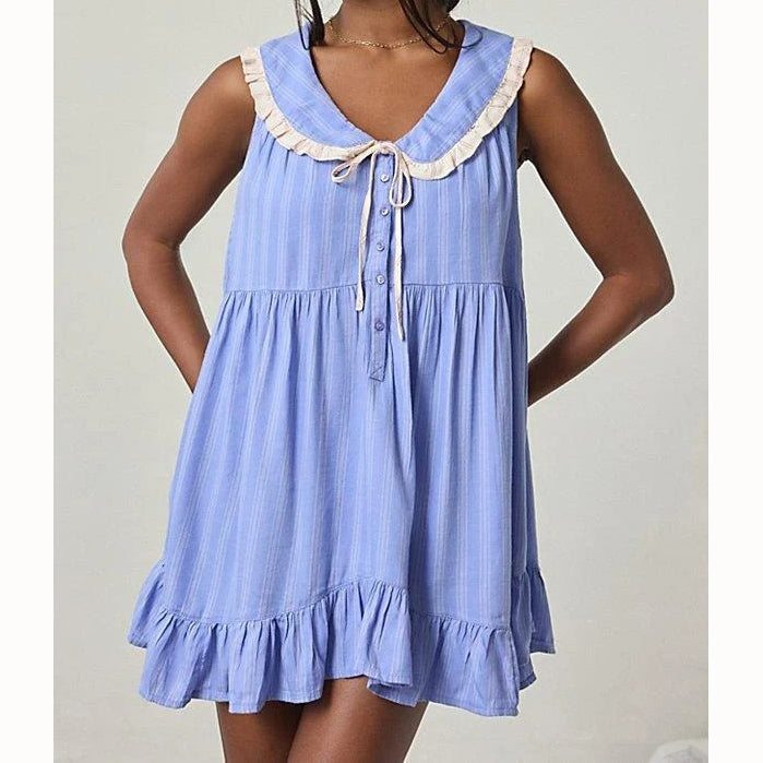 Out From Under Urban Outfitter Lottie Ruffle Collar Babydoll Sleep Dress