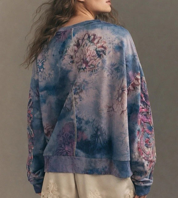 Anthropologie The Niki Bubble Sweatshirt by Pilcro
