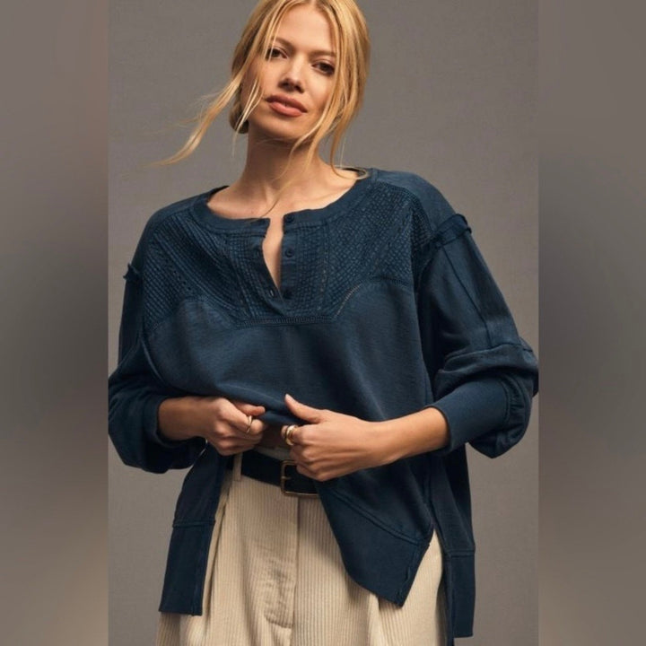 Anthropologie Pilcro Pintuck Sweatshirt Top