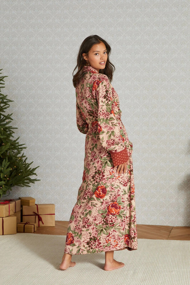 Laura Ashley 花卉印花罩衫长袍除尘长上衣 M