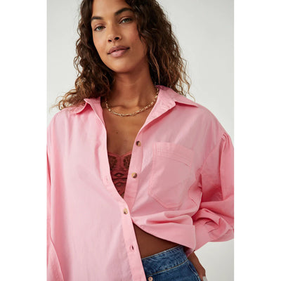 Free People We The Free Happy Hour Solid Poplin Shirt