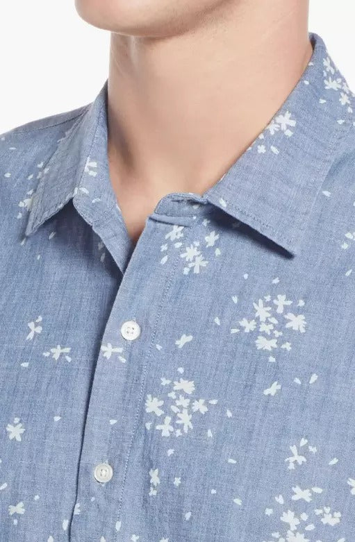 bonobos athletic fit dress shirt Bonobos Riviera Short Sleeve Men's Shirt Print Collared Athletic Fit XXL 275152