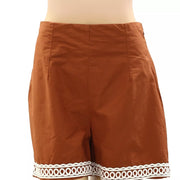 Sezane Nick Shorts Brown Embroidered Cotton