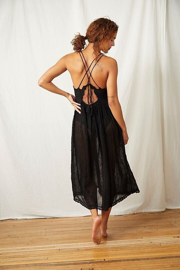 Intimately Free people Dolly Embroidered Slip Midi Dress