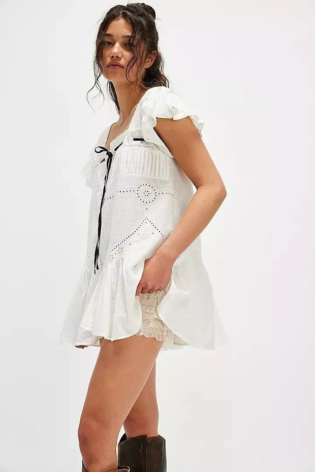 Free People Harper Embroidered Tunic Mini Dress