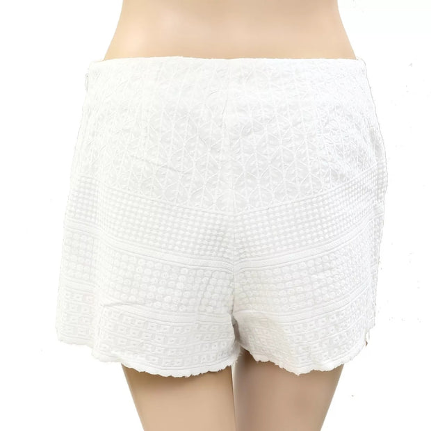 Free People White Floral Embroidered Cheeky Shorts