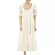 The Great Crochet Lace Short Sleeve White Maxi Dress