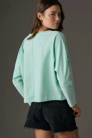 By Anthropologie Embroidered Sweatshirt Blouse Top