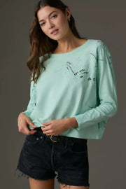 By Anthropologie Embroidered Sweatshirt Blouse Top