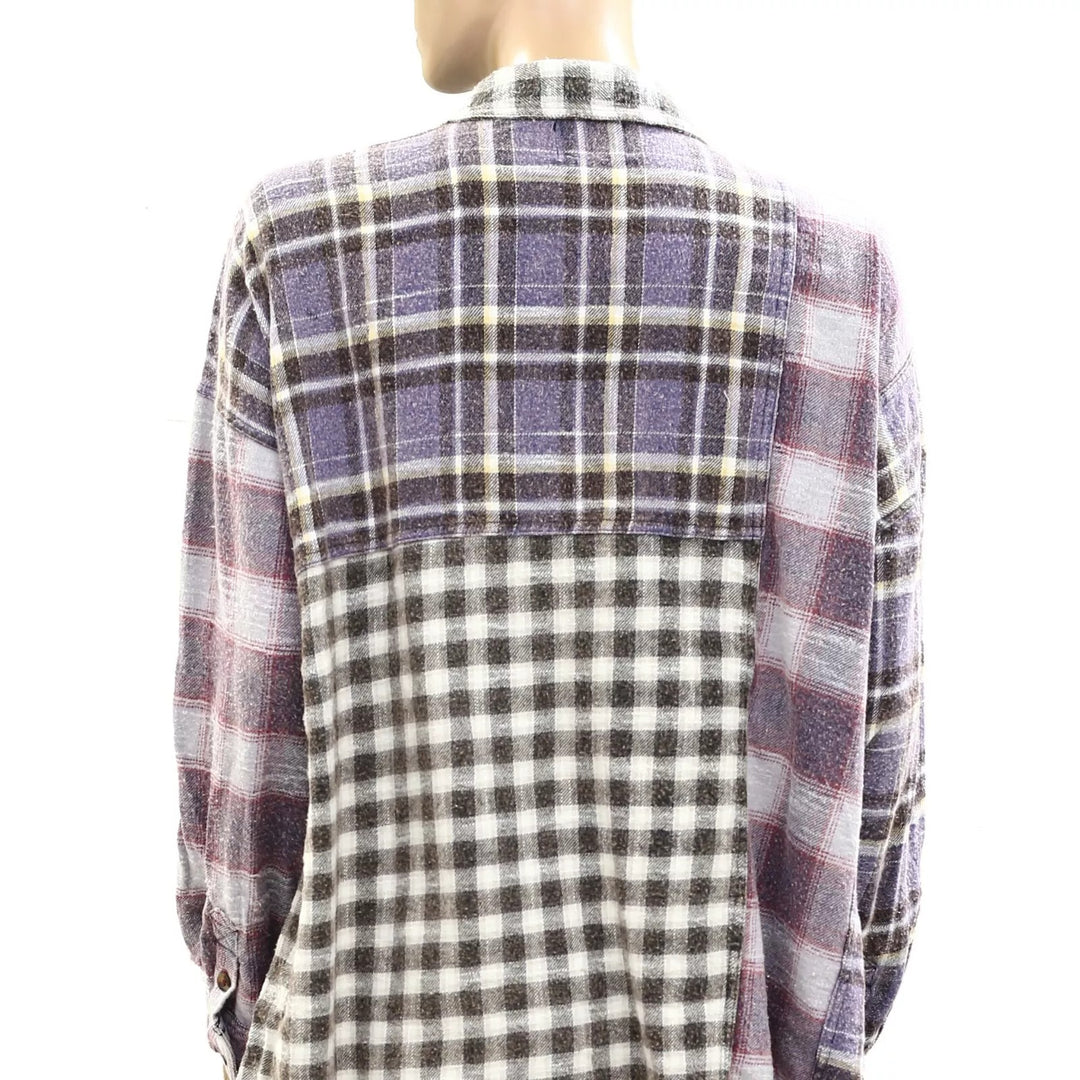 BDG Robbie Spliced Flannel Button-Down Shirt high quality NWT