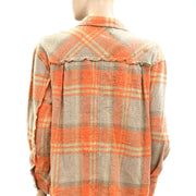 BDG Urban Outfitters Andy Flannel Distressed Button-Down Shirt Top