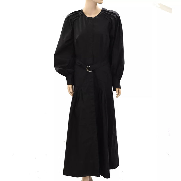 Damson Madder Buttondown Long Sleeve Maxi Dress