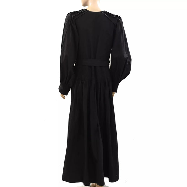 Damson Madder Buttondown Long Sleeve Maxi Dress