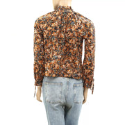 Doen Juna Floral Printed Ruffle Blouse Top