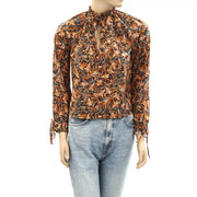 Doen Juna Floral Printed Ruffle Blouse Top