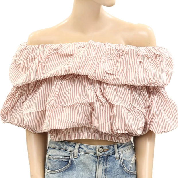 By Anthropologie Off-The-Shoulder Tiered Bubble Top