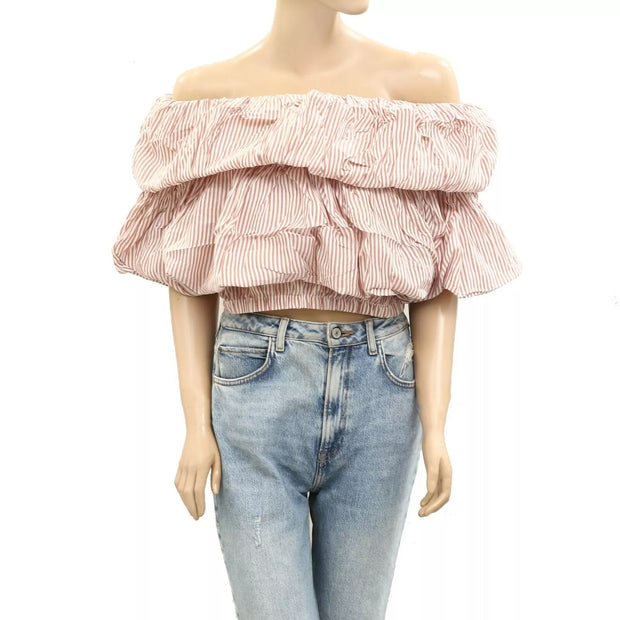 By Anthropologie Off-The-Shoulder Tiered Bubble Top