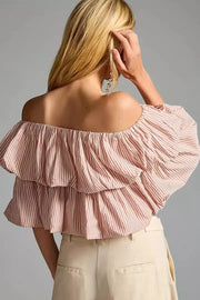 By Anthropologie Off-The-Shoulder Tiered Bubble Top