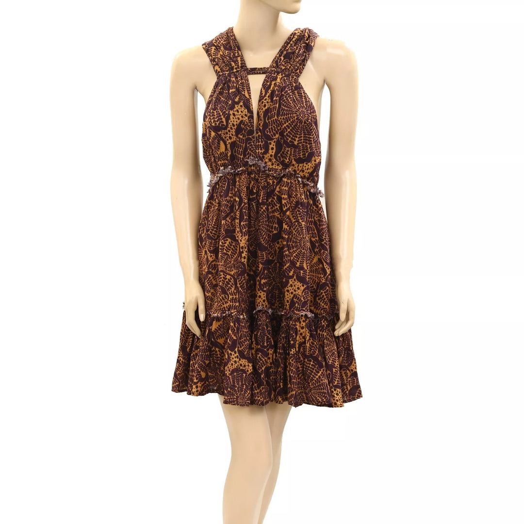 By Anthropologie Plunge Twist-Back Ruffle Mini Dress White Chocolate Couture By Anthropologie Plunge Twist-Back Ruffle Mini Dress White Chocolate Couture