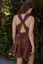 By Anthropologie Plunge Twist-Back Ruffle Mini Dress