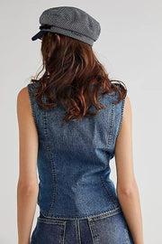 Free People Lala Lace Up Vest Blouse Top