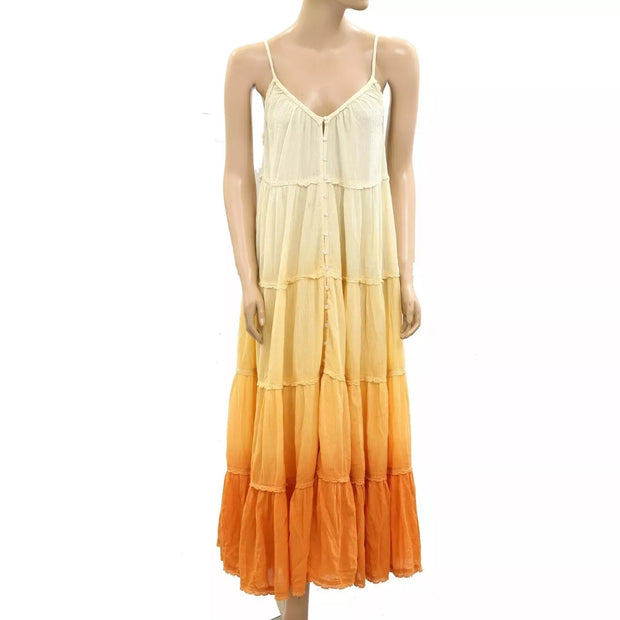 By Anthropologie Ombre Sunrise Tiered Maxi Dress