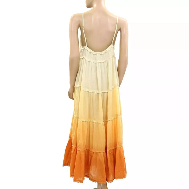 By Anthropologie Ombre Sunrise Tiered Maxi Dress