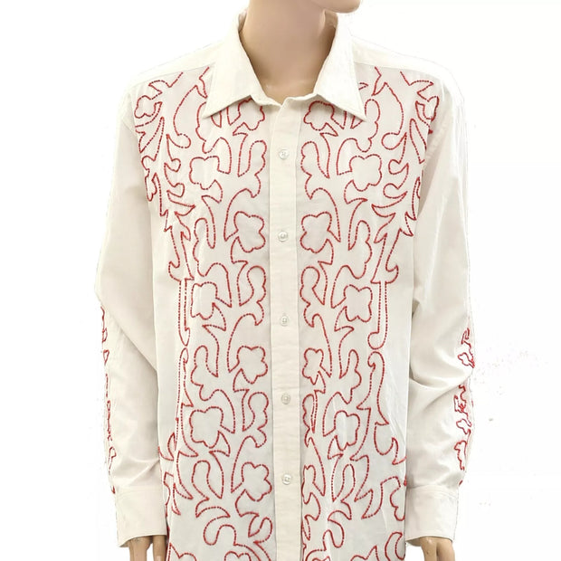 Bode Beaded Crossvine Shirt Tunic Top