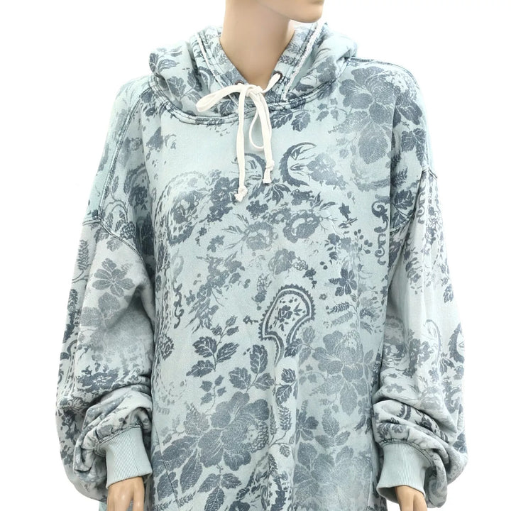 Free People Floral Printed Hoodie Top