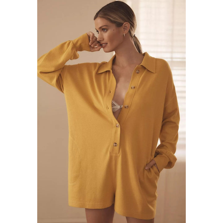 By Anthropologie Waffle Cocoon Romper Dress
