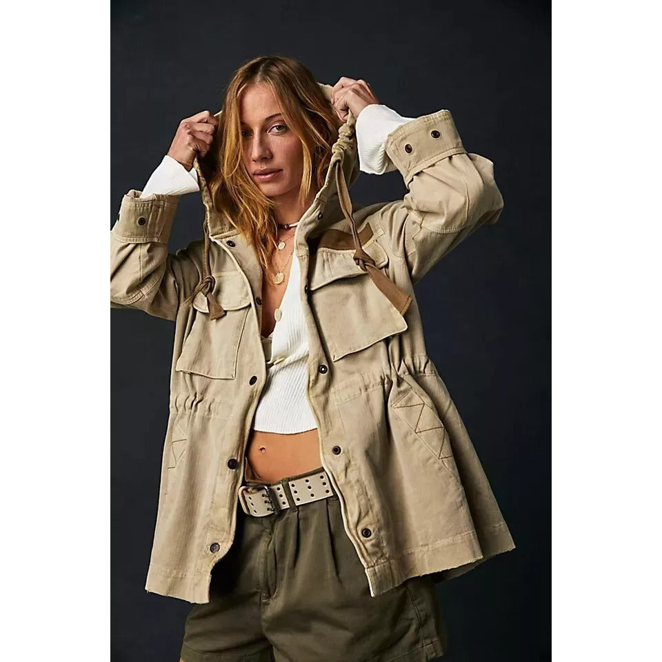 Free People Trapeze Military Jacket Top