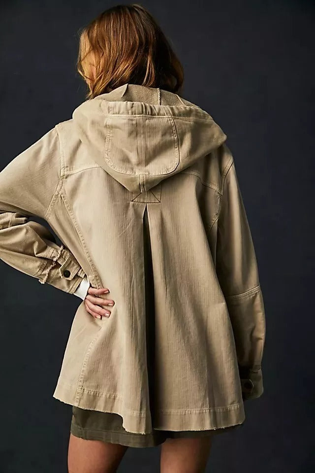 Free People Trapeze Military Jacket Top